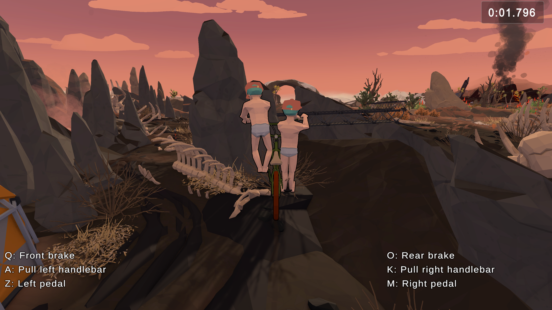 Volcanic wasteland with dinosaur bones